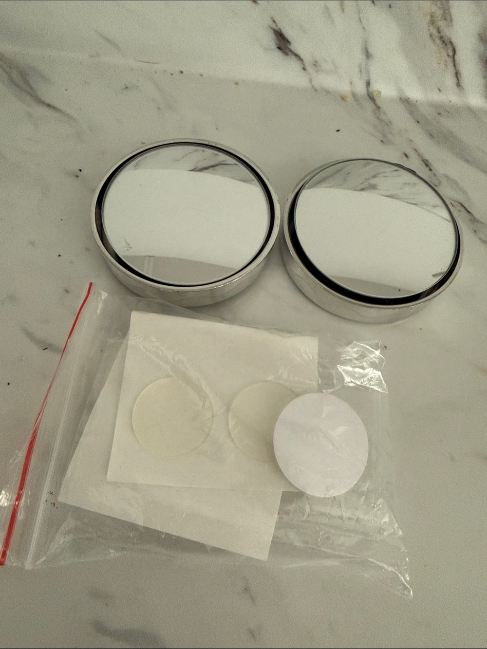 2 Pack Car Blind Spot Convex Mirrors Silver Trim